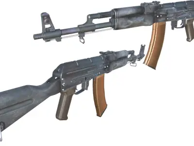 14-AK-47-gun model 3d game ready model Low-poly 3D model Low-poly 3D model