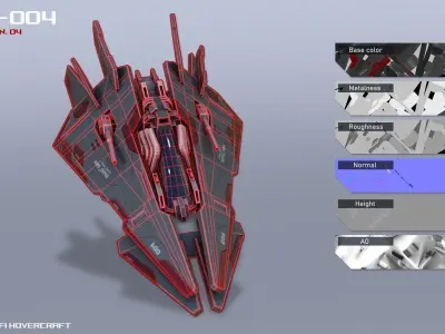 Scifi Hovercraft Low-poly 3D model