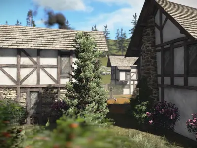 High Quality enterable Medieval house - Building N Low-poly 3D model