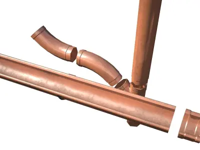 New Copper Gutter System PBR Low-poly 3D model
