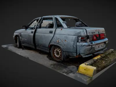 VAZ 2110 Car Destroyed in War - Kyiv Ukraine 3D model