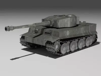 Low Poly Tiger Tank Low-poly 3D model