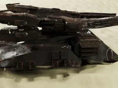 Abandoned future electromagnetic gun tank 3D model