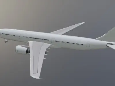 Airbus a330-900neo plain white model with cockpit Low-poly 3D model