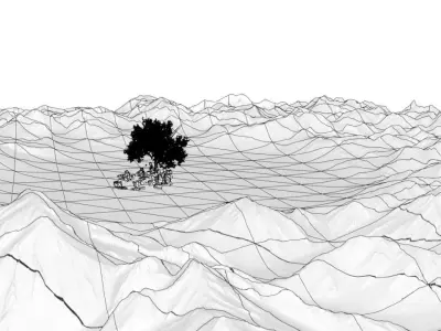 burning tree in the mountains Free low-poly 3D model