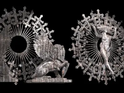 Dark Lion pattern wall design Sculpture 2 models 3D model