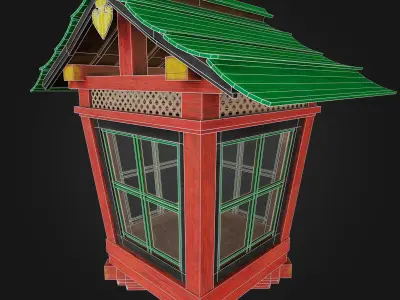 Japanese Lamp Wood Torii Vr Lowpoly game ready Low-poly 3D model