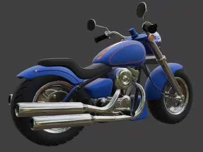 Cartoon Blue Motorcycle 3D Model 3D model