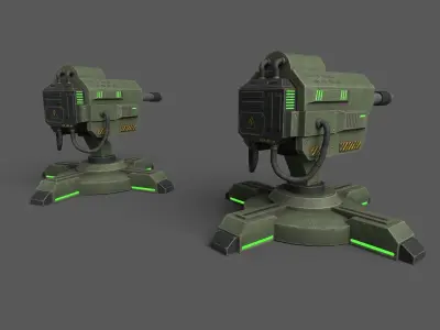 GunTurrets Low-poly 3D model