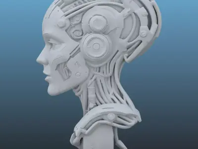 Advanced Cybernetic Cyborg Bust PM-91 3D print model