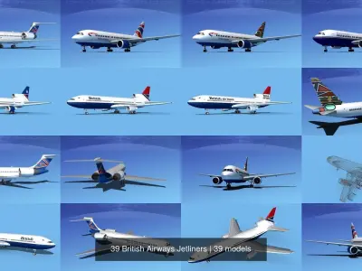 39 British Airways Jetliners 3D Model Collection