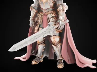 Stylized Sword - Crusader Blade Stoneguard - Game Ready 3D model