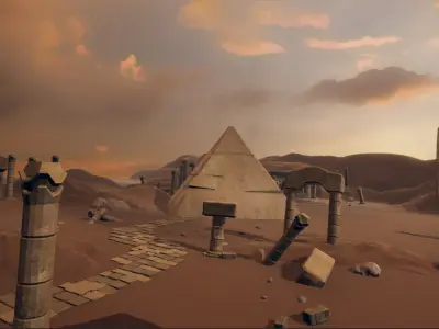 Low Poly Ruined Desert environment Low-poly 3D model