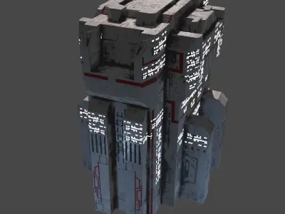 PBR Building futuristic space station Low-poly 3D model