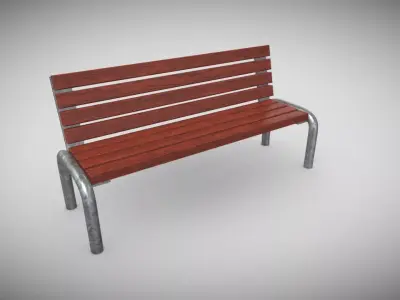 Ourdoor Bench Low-poly 3D model