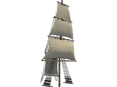 White Sailing Ship Mast 3 3D model