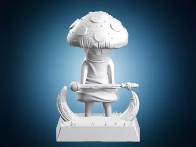 Fantasy Mushroom Warrior Spearman Creature Miniature 3D print model