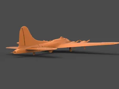 B - 17 orange airplane 3D print model