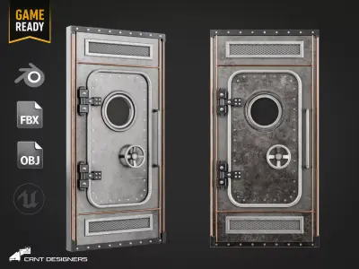 Industrial Door - Bulkhead Door - UE4 And UE5 Optimized Low-poly 3D model