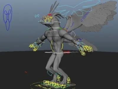 dragon-bird creature with wings Low-poly 3D model