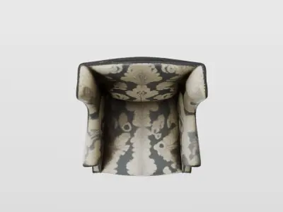 Vintage Damask Print Black and Beige Arm Chair Traditional Low-poly 3D model