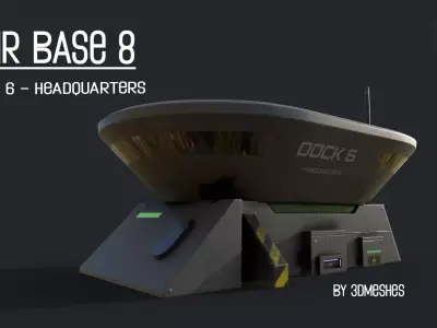 AIR BASE 8 - Dock 6 Headquarters - PBR lowploly Low-poly 3D model