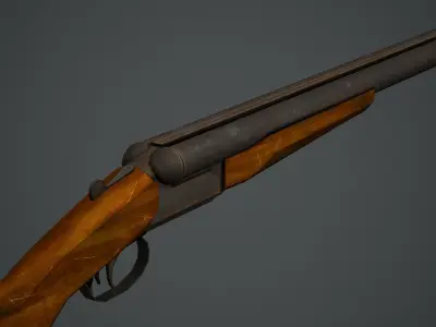 Double Barrel Shotgun - Low Poly Game Ready Low-poly 3D model