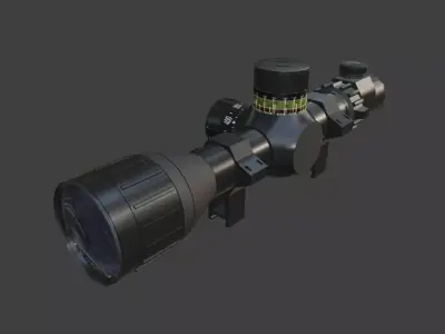 High-Detail Black Scope 3D Model with Glossy Finish 3D model