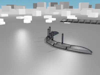 White and Red Road Traffic Barrier - Part 29 - Low-poly 3D model