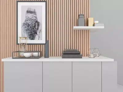 Shelf Cabinet with Houseware Free 3D model