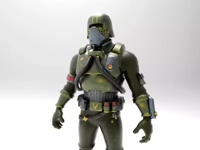 Low Poly Green Space Soldier Low-poly 3D model