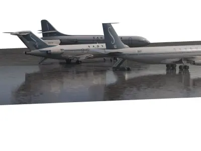 Boeing 707-329 Boeing 727-29C and Caravelle 3D model