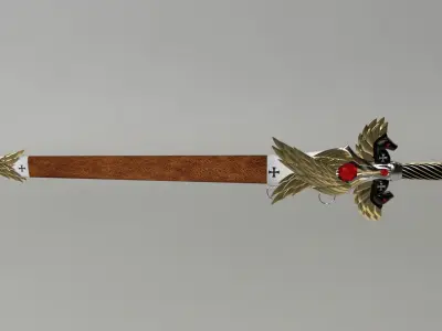 Sword and Sheath Medieval Maltese Knights Cross Low-poly 3D model