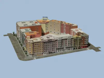 City Block Low-poly 3D model