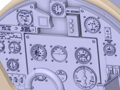 Hawker Hurricane MK-1 Cockpit 1 by 16 Scale 3D Model 3D print model