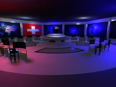 Command Center - Control Room- Military Base - Switzerland Low-poly 3D model