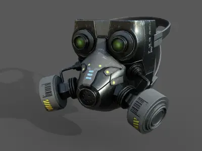 Gas mask helmet scifi military combat 3d model  Low-poly 3D model