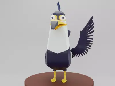 Crazy Toucan cartoon bird 3D model Low-poly 3D model