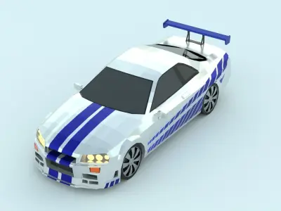 Nissan Skyline low poly game ready 3d model Low-poly 3D model Free low-poly 3D model