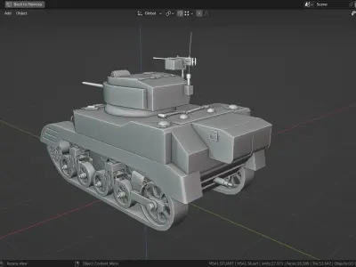 M5A1 Stuart Tank Base Mesh Low-poly 3D model