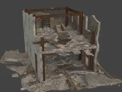 destroyed building Low-poly 3D model