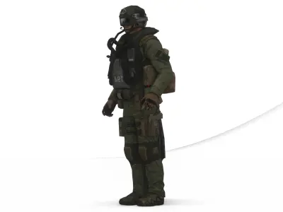 Elite Fighter Pilot 3D Rigged Game Ready Military Jet Suit Low-poly 3D model