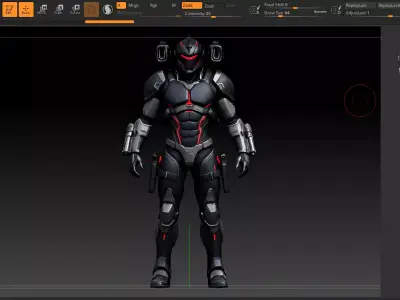 012 Futuristic Armored Sci-Fi Soldier 180cm Fantasy Character GR Low-poly 3D model