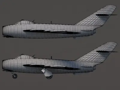 mig-17 silver fighter jet Low-poly 3D model