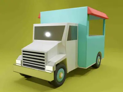 Cartoon Truck Low Poly 3D Model Free Free low-poly 3D model