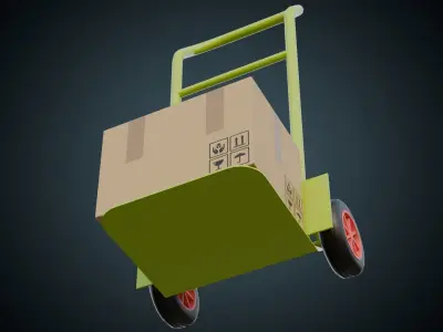 Hand Truck And Boxes 5 Basic Low-poly 3D model