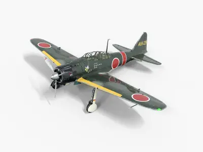 Mitsubishi A6M Zero WW2 Warplane Low-poly 3D model