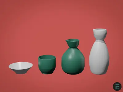 Japanese Sake set 3D model