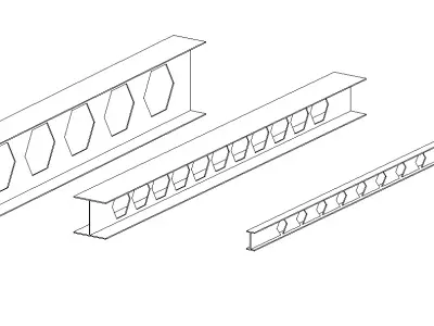 Revit Family Cellular Beam with Various Openings Parametric 3D model