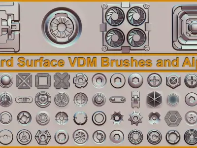 Hard Surface VDM Brushes and Alpha Vol 1 3D model